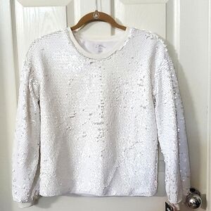 New Art Class White Sequins Museum of Ice Cream Long Sleeve Top Girls Size L